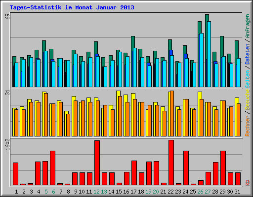 Tages-Statistik im Monat Januar 2013